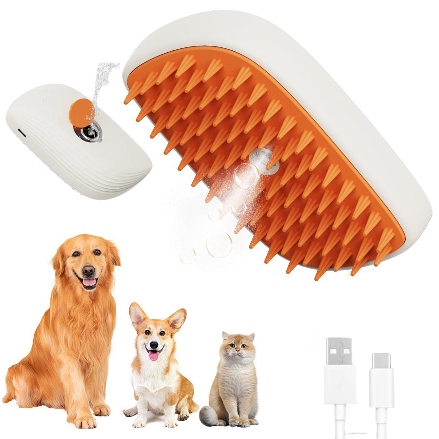 Brosse de Toilettage Vapeur Rechargeable USB pour Animaux – Massage et Soins