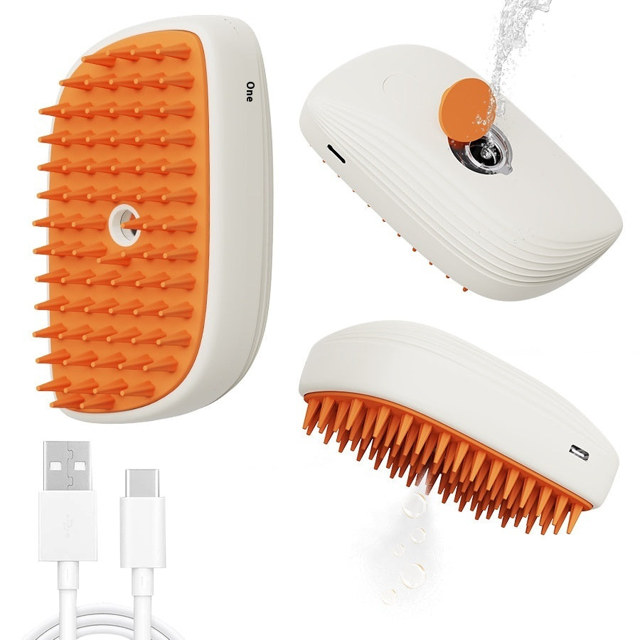 Brosse de Toilettage Vapeur Rechargeable USB pour Animaux – Massage et Soins